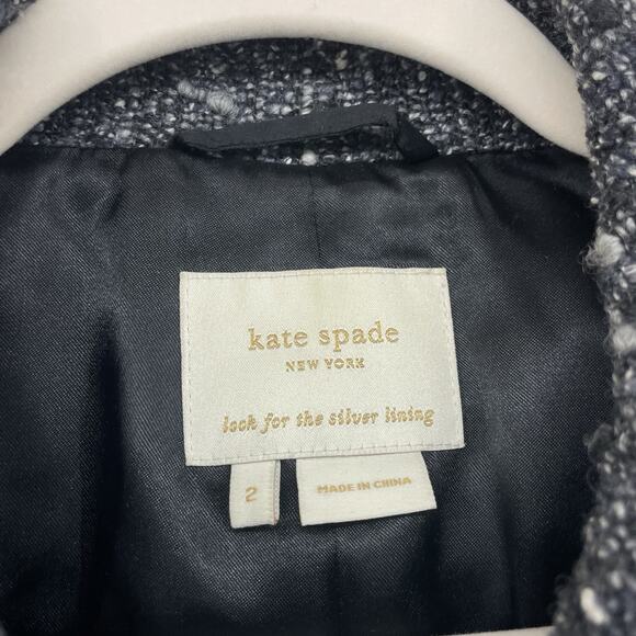 Kate Spade New York Size 2 Tina Tweed Jacket Wool Silk Blend Peter Pan Collar - Picture 4 of 8